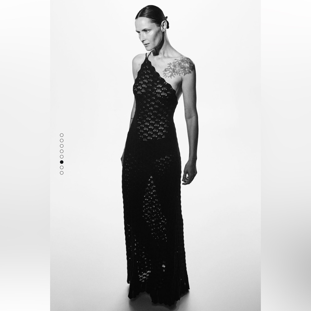 New with tags! Black maxi knit crochet dress from Mango